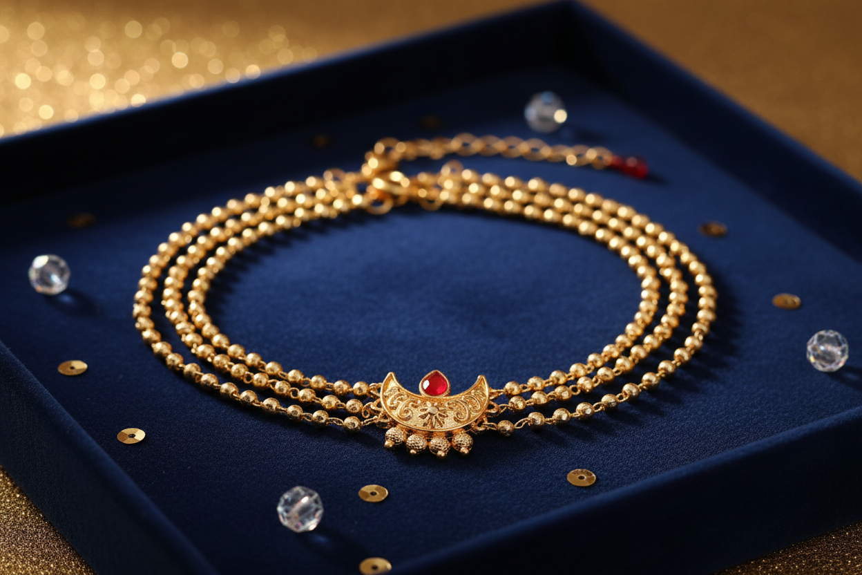 3 layered golden choker necklace for party wedding festival