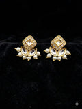 Bud Meenakari Stud Earrings | Pearl, AD & Kundan | Golden Bentex | Festive Bridal
