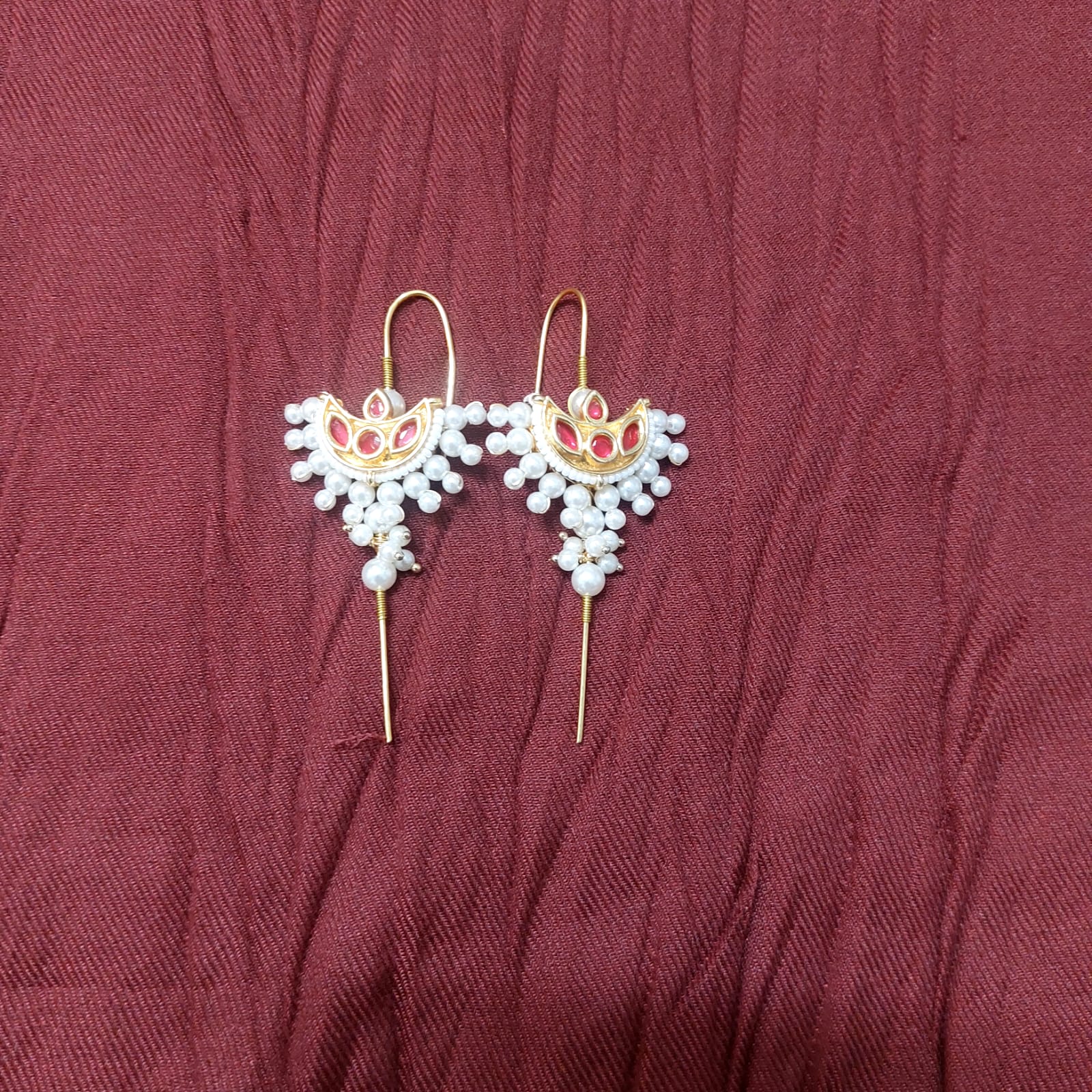 Classic Meenakari Bridal Earcuffs | Pearl & AD Festive Bugdi