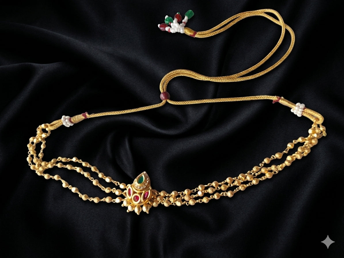 Golden 3-Layer Panti Pendant Choker