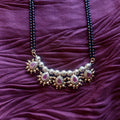 Double Strand Long Mangalsutra | Kundan & AD Drop Pendant | Golden Mani | 35cm