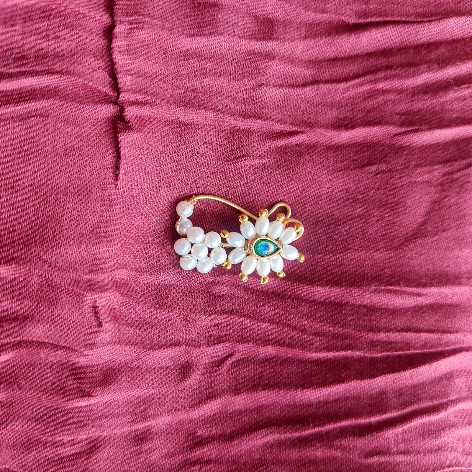 Maharashtrian Peacock Nath | Traditional Pearl Nosepin | Bridal Nath