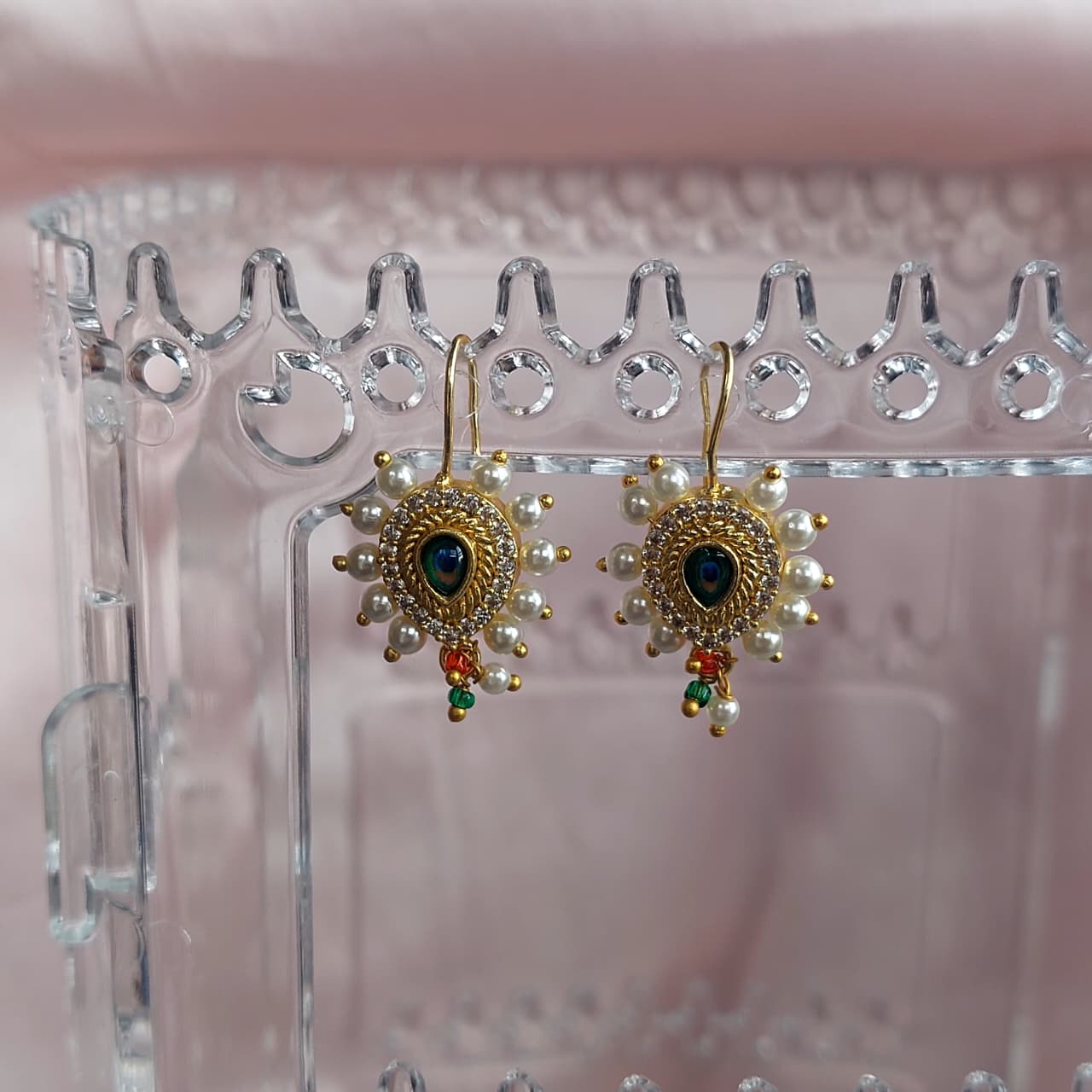 Peacock Meenakari Bugdi | AD & Minakari Bridal Earcuffs | Maharashtrian Wedding