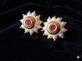 Heavy Meenakari Stud Earrings | Pearl Kundan | Floral Peacock Design | Festive Bridal (Copy)