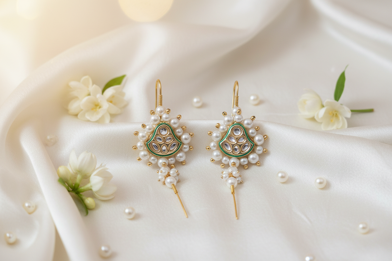 Bridal Pearl & Meenakari Earcuffs | Festive AD Jewellery