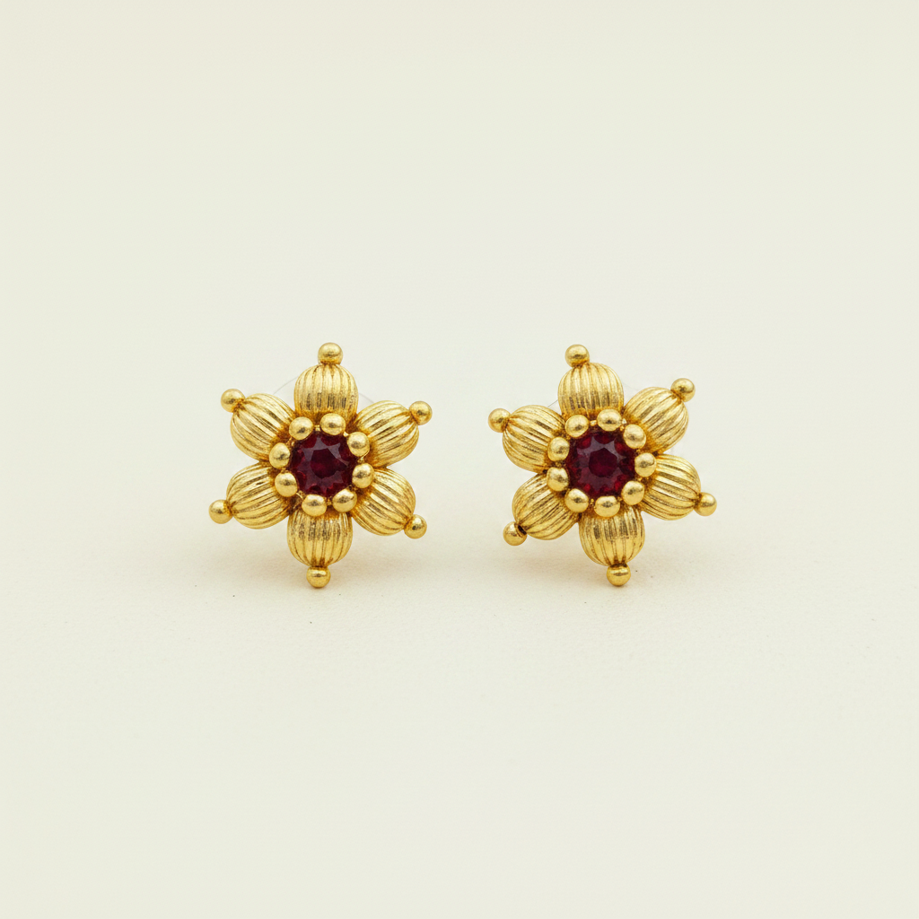 Floral Meenakari Stud Earrings - Symmetrical