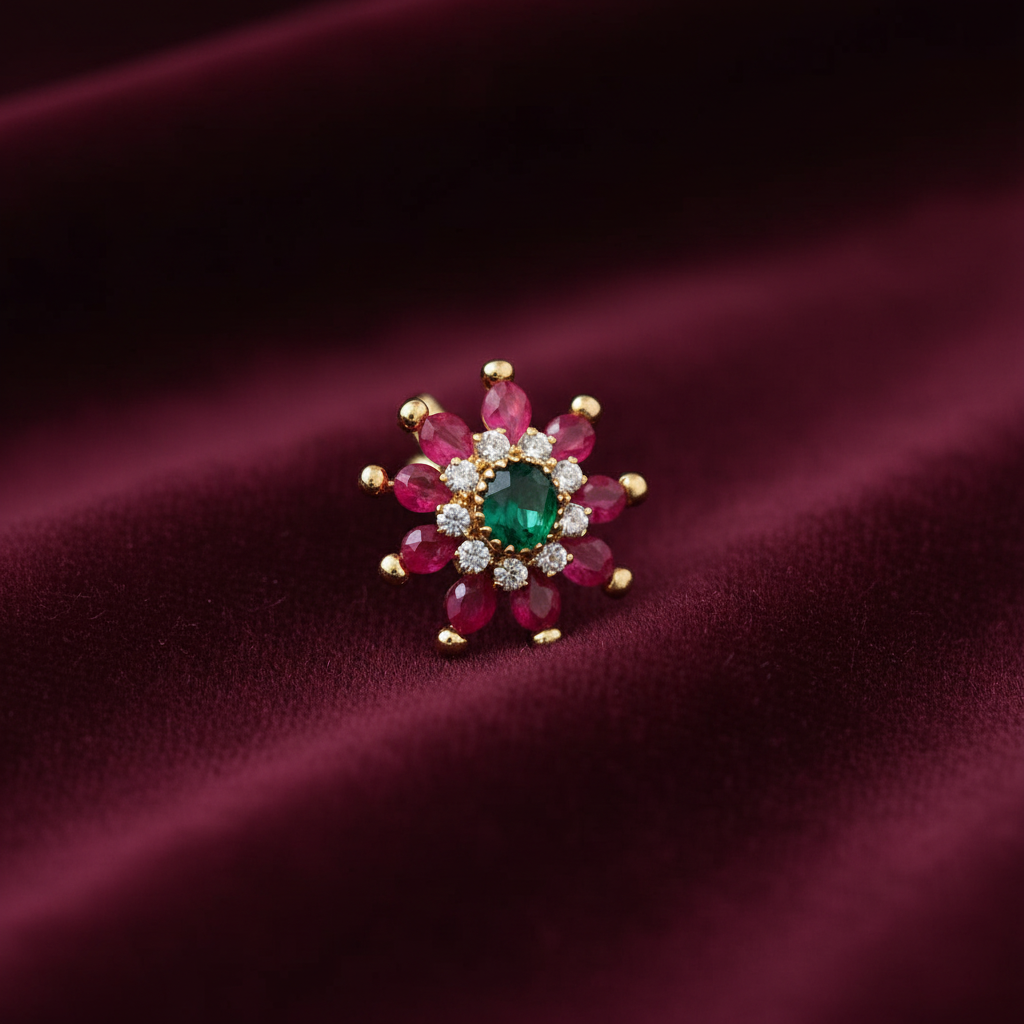 Floral Nosepin - Velvet Background