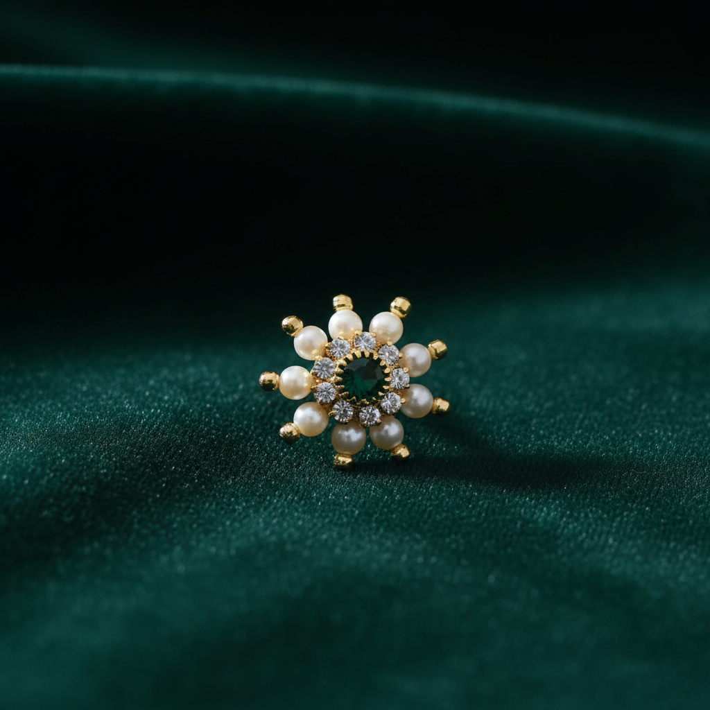 Floral Pearl Nosepin - Velvet Background