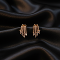Gold CZ Chandelier Stud Earrings on Black Silk