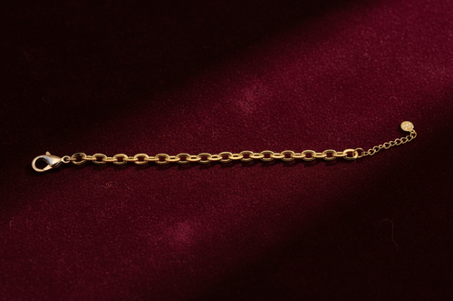 Gold Oval Cable Link Bracelet on Burgundy Velvet