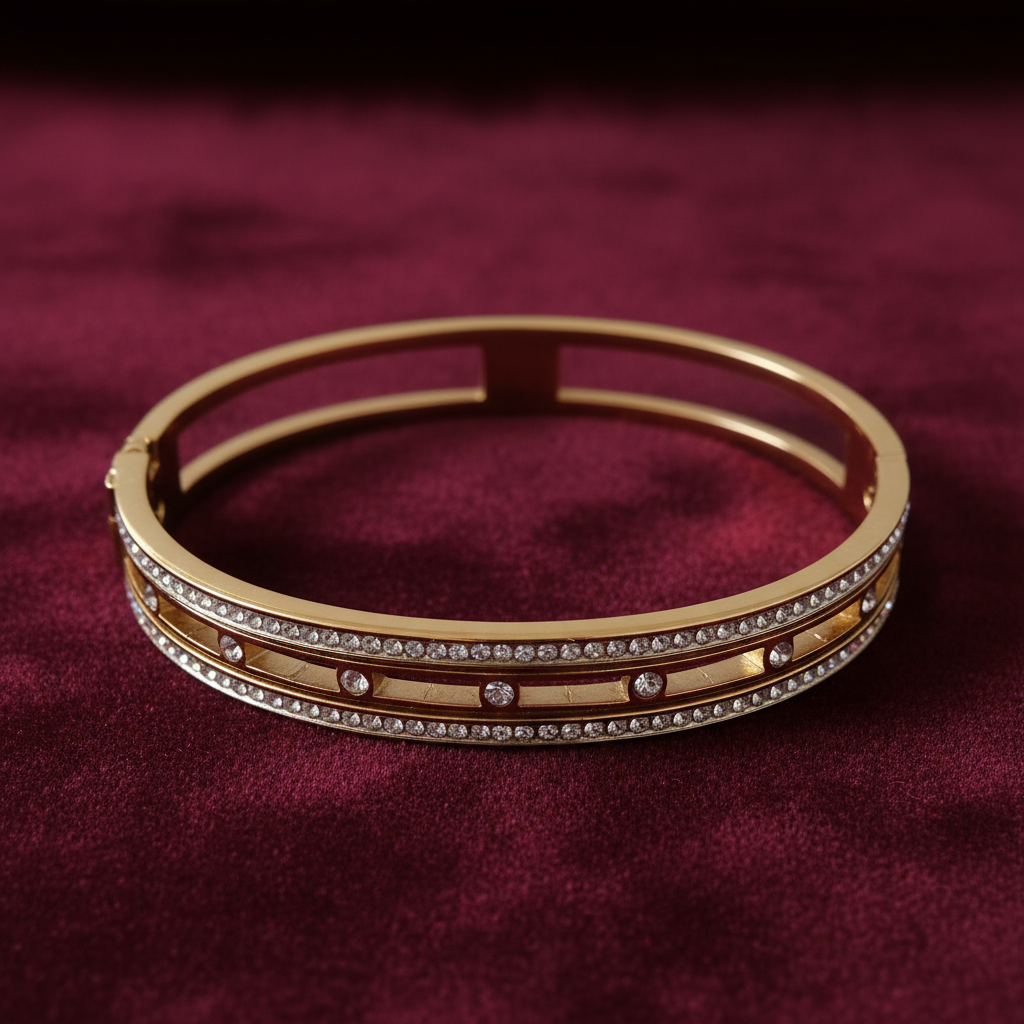 Gold-Tone Crystal Edge Bangle on Velvet