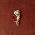 Bridal Kundan Pearl Nath on Maroon Silk Background