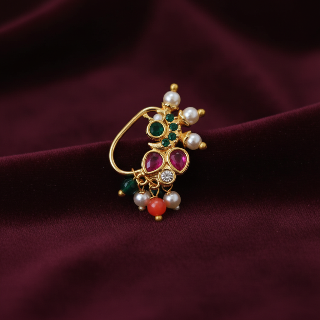Maharashtrian Multicolour Nath - Clean Velvet Background