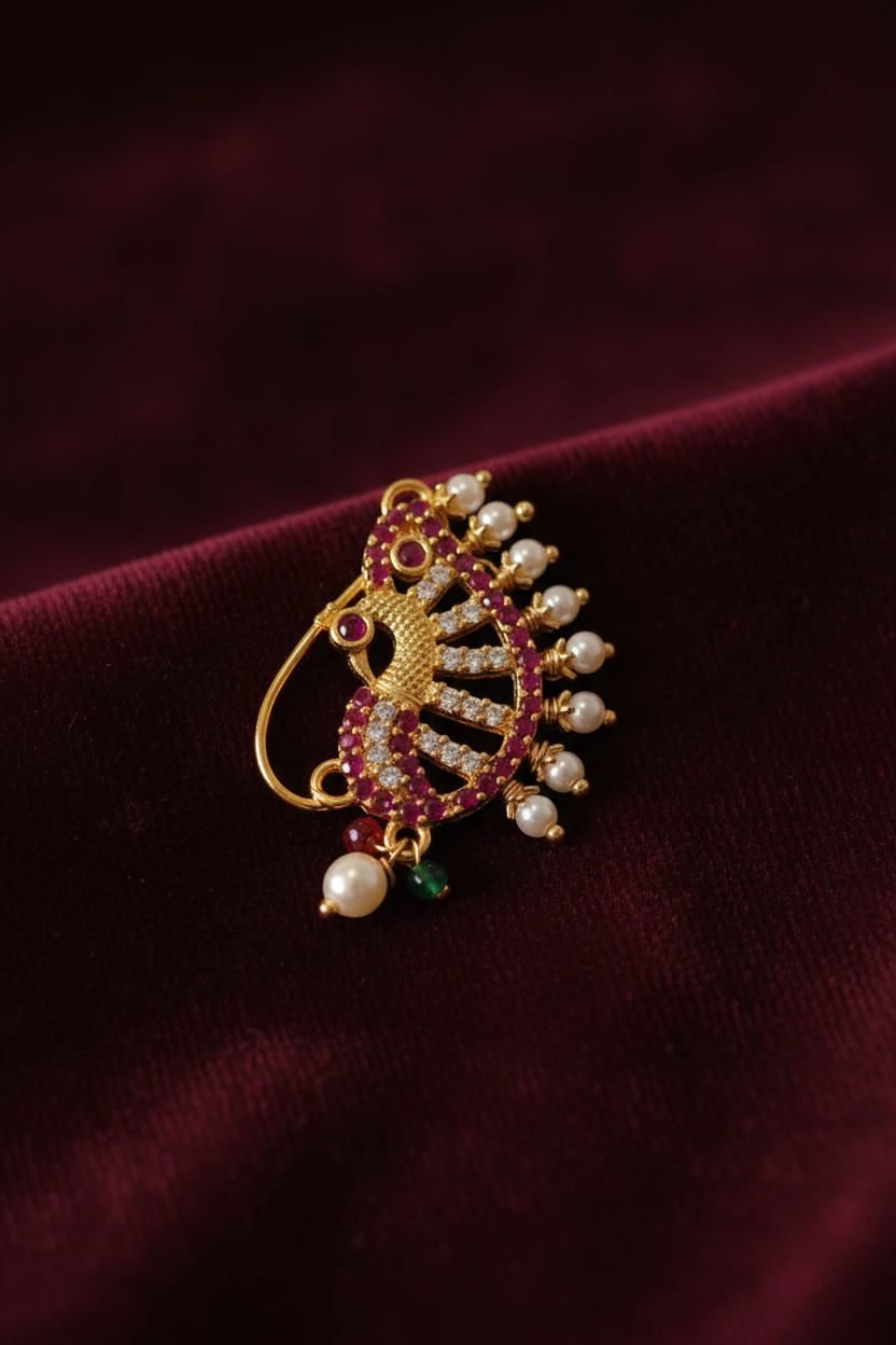 Peacock Nose Pin - Upgraded