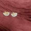 Peacock Meenakari Stud Earrings | Pearl, AD & Kundan | Golden Bentex | Festive Bridal