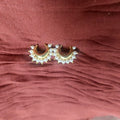 Galaxy Design Meenakari Stud Earrings | Pearl, AD & Kundan | Golden Bentex | Festive