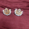 Diva Galaxy Meenakari Stud Earrings | Pearl & AD Kundan | Golden Bentex | Festive Glam