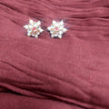 Floral Meenakari Stud Earrings | Pearl & AD Kundan | Golden Bentex | Sider & Saree Wear